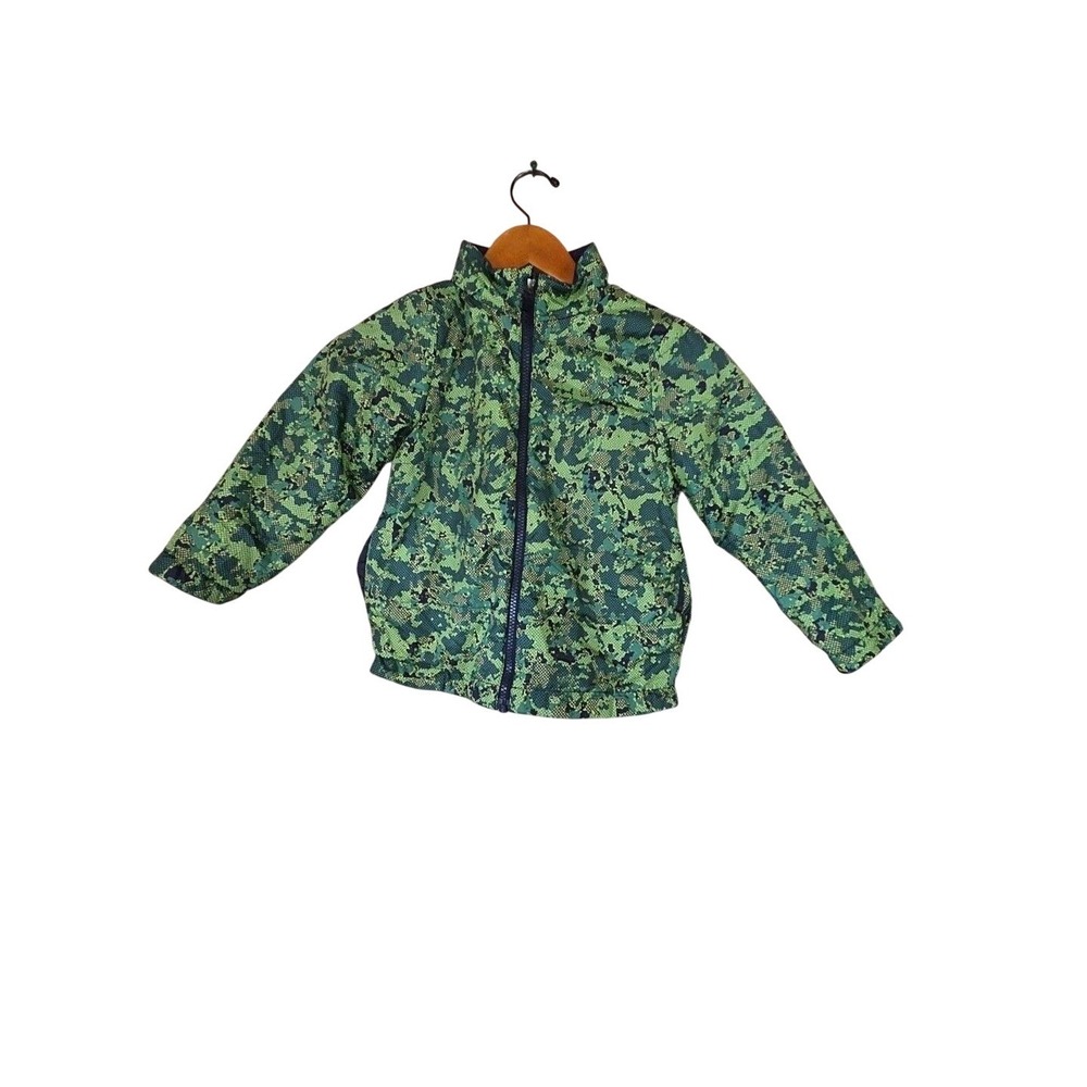 Jacket Youth 4T Green Camo Fleece Lined Full Zip Lightweight Outdoor Windbreaker